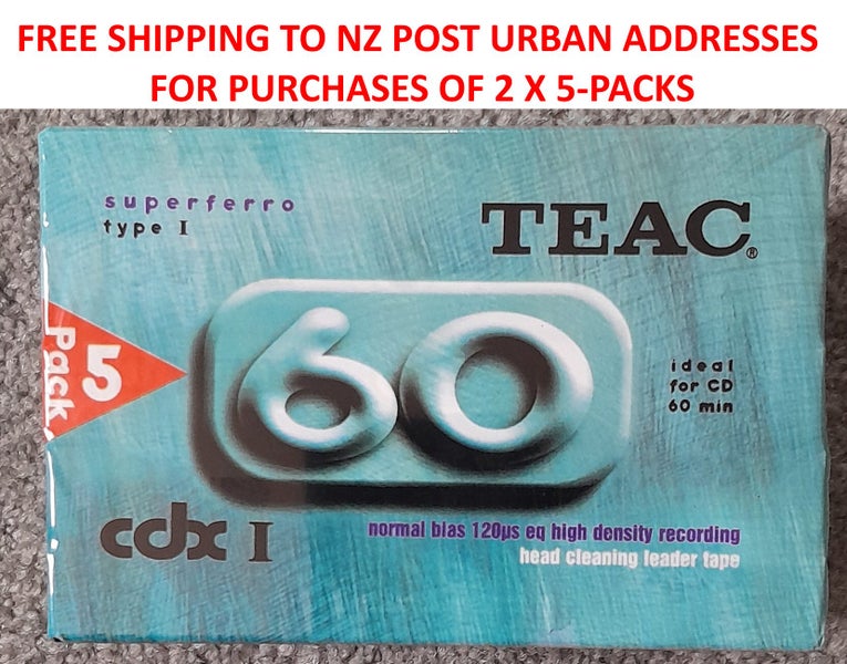 5 pack - 60 min TEAC CDX I 60min Blank Audio Cassette Tapes (new/sealed) Carousel 1