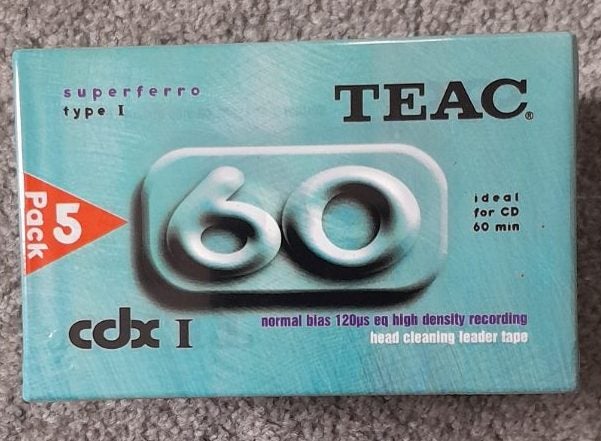 5 pack - 60 min TEAC CDX I 60min Blank Audio Cassette Tapes (new/sealed) Carousel 2