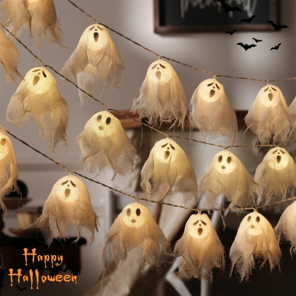 Halloween Ghost Lights,10 Ft Battery Powered String Lights,20 Led Outdoor I Carousel 1