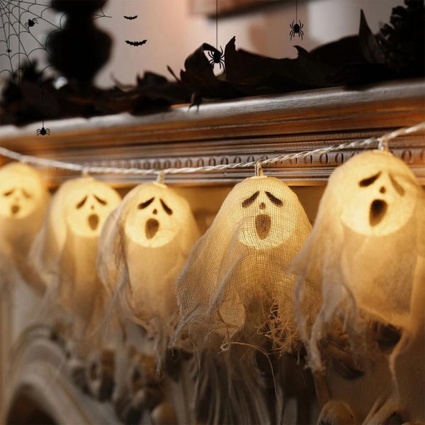 Halloween Ghost Lights,10 Ft Battery Powered String Lights,20 Led Outdoor I Carousel 9