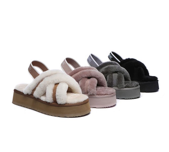 AUSTRALIAN SHEPHERD(R) UGG Women Crossover Platform Fluffy Slides Aditi Carousel 2