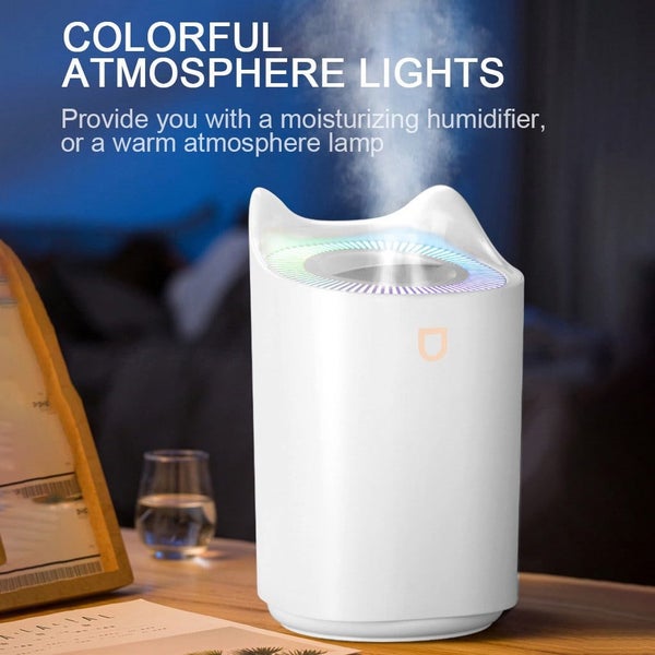White Humidifiers for Bedroom, 3L Double Nozzle Humidifier Usb Large Capaci Carousel 1
