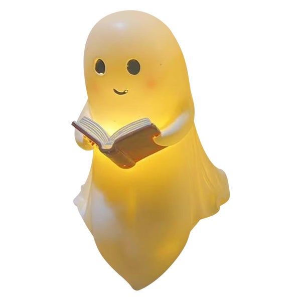 Haunted Reading Lamp - Cute Glowing Ghost Statue for Shelf/Bedroom (Hallowe Carousel 2