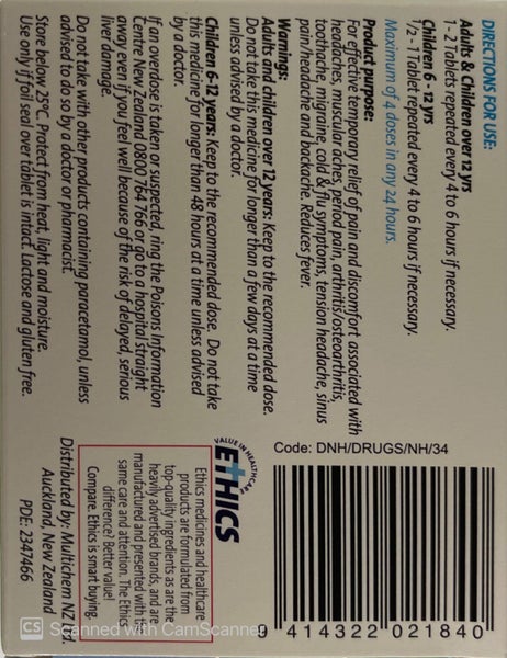 Ethics Paracetamol 500 mg 100 tablets Carousel 2