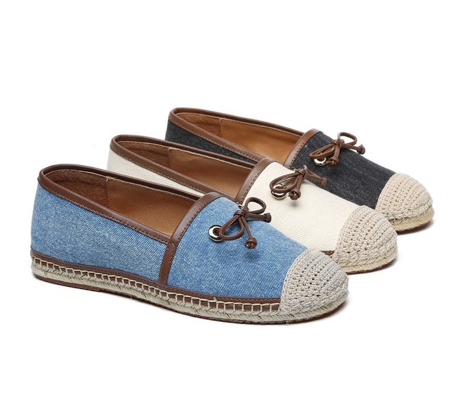 EVERAU(R) Women Leather Slip-on Bow Flat Espadrilles Esther Carousel 2