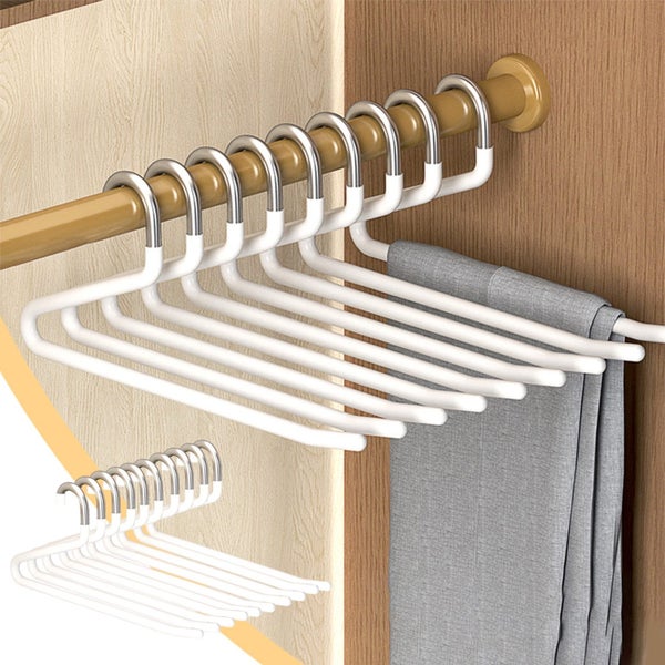 Stainless Steel Z-Shaped Trouser Hangers - 10-Pack Non-Slip Closet Organize Carousel 1