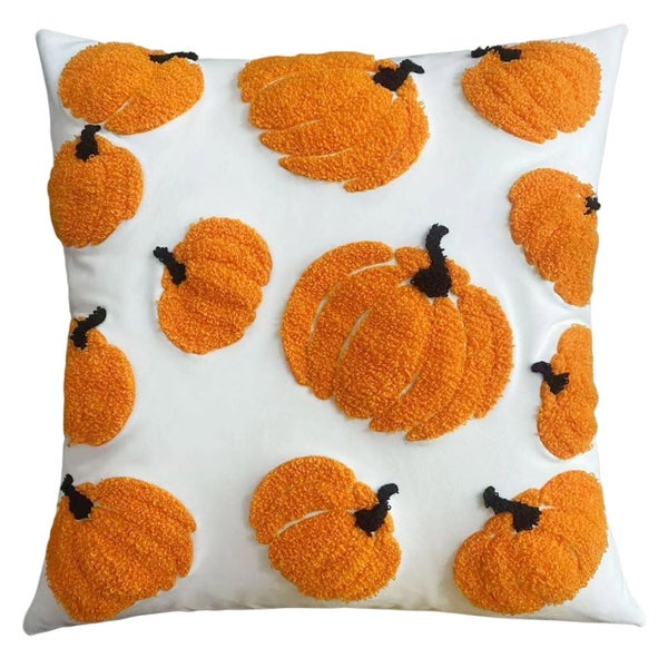 Farmhouse Throw Pillow Cover - Outdoor/Indoor Linen (Halloween to Christmas Carousel 1