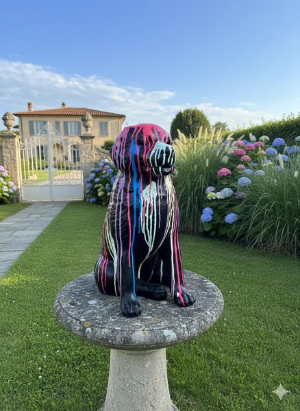Dog Statue - Fibre Cement - Paint Splash Finish Carousel 1