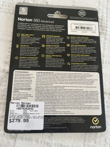 Brand new Norton 360 Advanced 1yr subscription Carousel 1