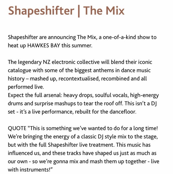 Shapeshifter tickets @ Blackbarn Carousel 3