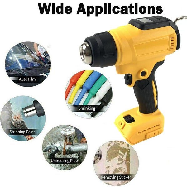 Cordless Hot Air Gun Electric Heat Gun with LCD Display For Dewalt 18/20V li-ion Carousel 12