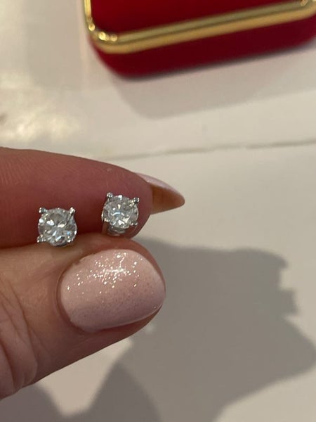 1.00 ctw DIAMOND SOLITAIR Earrings 14ct GOLD Brand New! Carousel 1