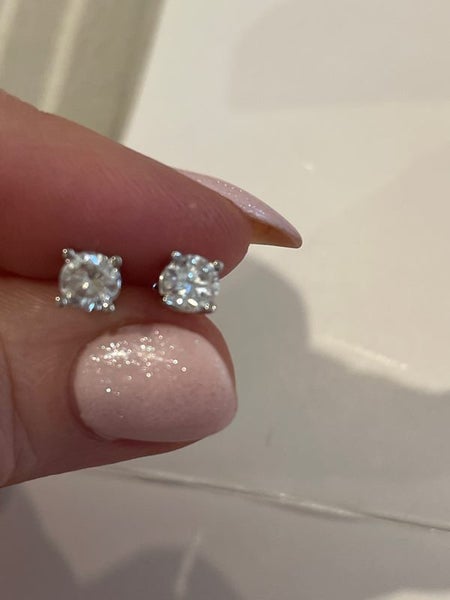 1.00 ctw DIAMOND SOLITAIR Earrings 14ct GOLD Brand New! Carousel 2