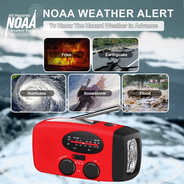 Emergency Radio, Solar Hand Crank Self-Powered Weather Radio with 2000mAh R Carousel 2