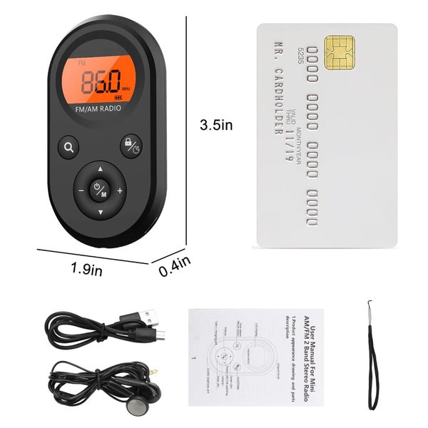 Pocket Radio, AM FM Portable Mini Walkman Stereo Battery Operated Transisto Carousel 7
