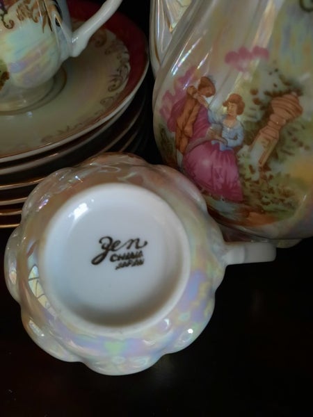 Vintage China Mother of Pearl Teaset Carousel 7