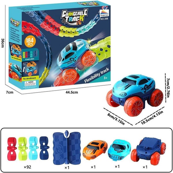 Smartoon Kids Race Track Set, Anti-Gravity Flexible Track with LED Light-Up Carousel 7