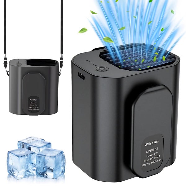 10000 mAh Portable Waist Clip Fan Multifunctional Waist Fan Camping Neck Fa Carousel 1