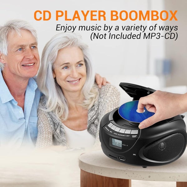 Portable CD Player Boombox with AM/FM Stereo Radio,Bluetooth Speaker Player Carousel 2