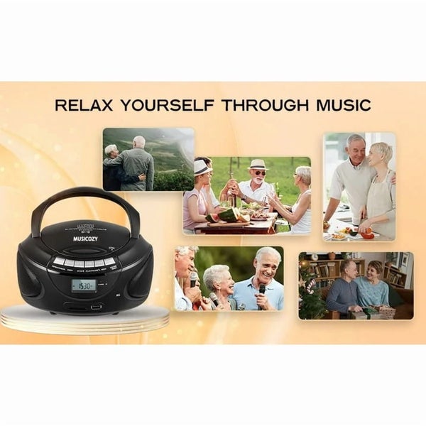 Portable CD Player Boombox with AM/FM Stereo Radio,Bluetooth Speaker Player Carousel 9