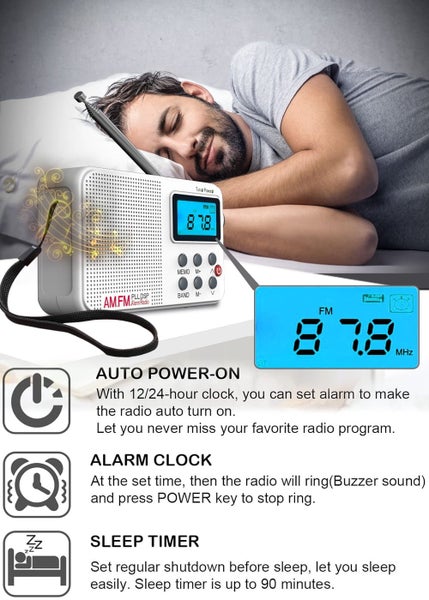 Portable Radio AM FM SW Full-Band Radio With LCD Display,Built-in Speaker, Carousel 2