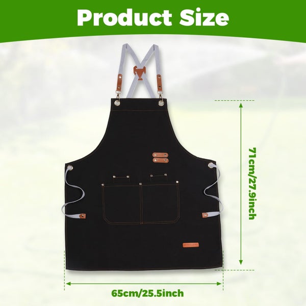 2Pcs Cooking Apron Adjustable Chef Apron with 4 Pockets Waterproof Canvas K Carousel 2