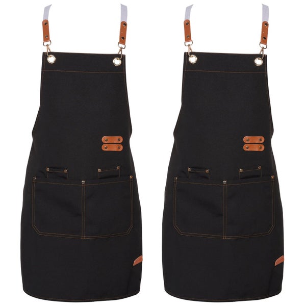 2Pcs Cooking Apron Adjustable Chef Apron with 4 Pockets Waterproof Canvas K Carousel 10