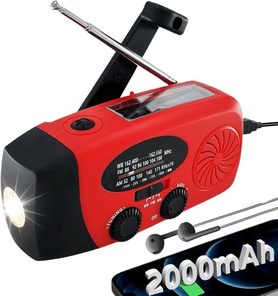 Emergency Hand Crank Radio 2000mWh with 3 LED Flashlight,Radio Solar,Type-C Carousel 1