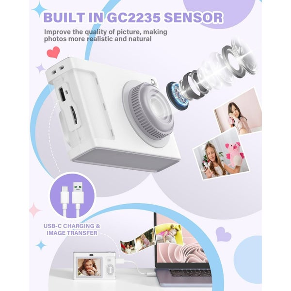 Digital Camera Kids Camera FHD 1080P 50MP Vintage Camera with 8X Zoom Anti Carousel 10