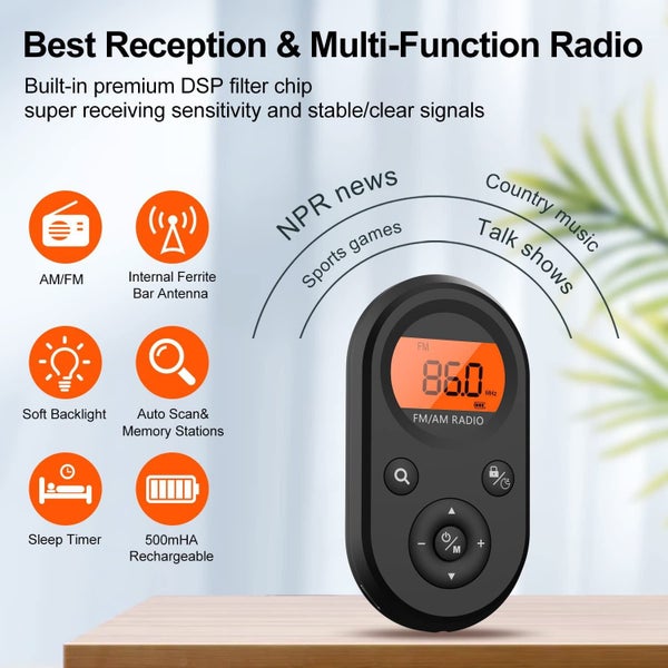 AM FM Portable Radio,Personal Pocket Radio Rechargeable with Best Reception Carousel 2