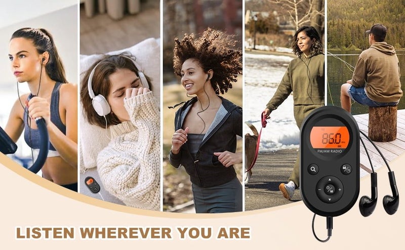 AM FM Portable Radio,Personal Pocket Radio Rechargeable with Best Reception Carousel 7