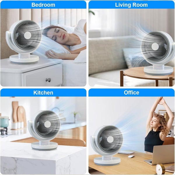 Desk Fan With 3 Speeds & Timer, 10?Z?Z Quiet Air Circulator Fans, Touch Opera Carousel 9