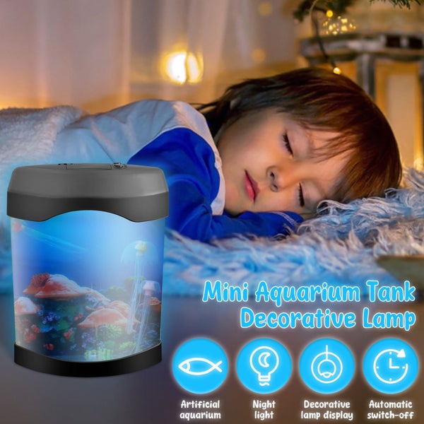 Mini Aquarium Tank Lamp With 6 Light Colors Decorative Desktop Tank Night L Carousel 2