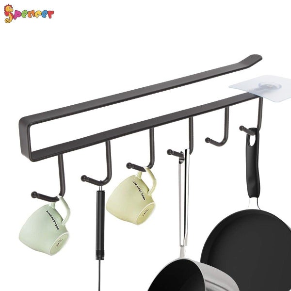 2 Pack Adhesive Cup Holder Under Cabinet - 6 Hook Coffee Cup Mug Holder for Carousel 2