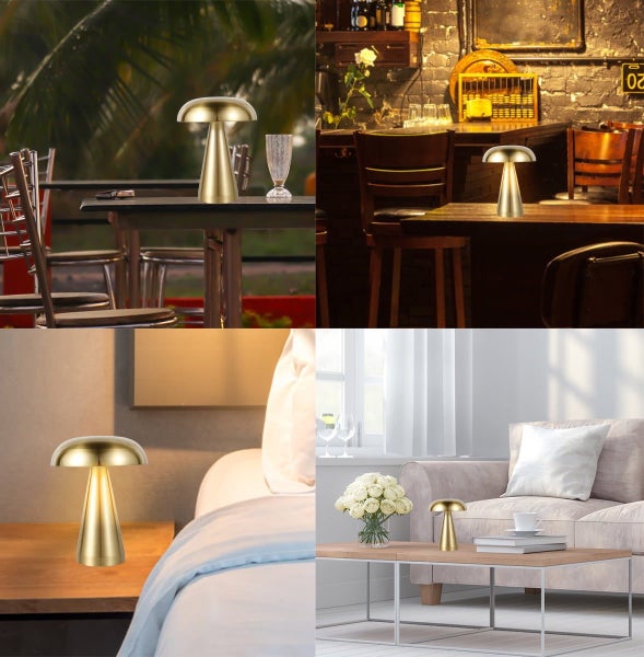 LED Cordless Mushroom Table Lamp Rechargeable Modern Iron Desk Lamp with 3 Carousel 2