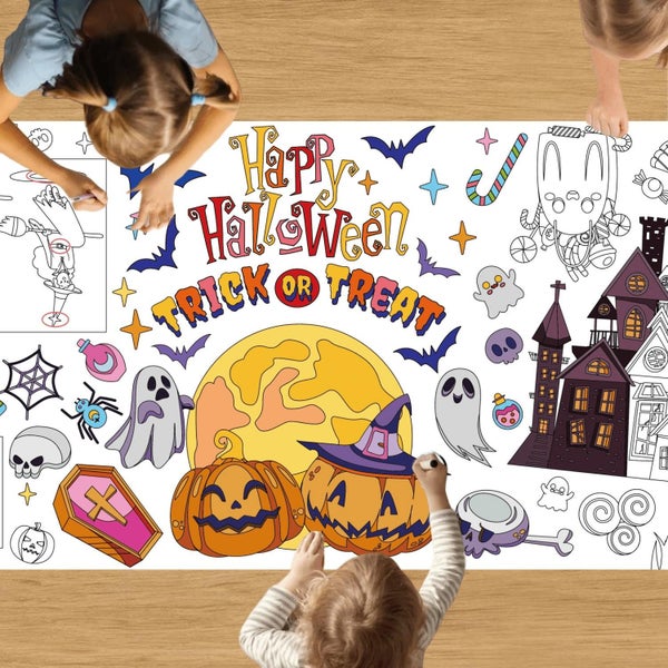 Halloween Giant Coloring Poster Jumbo Paper Coloring Banner for Halloween P Carousel 1