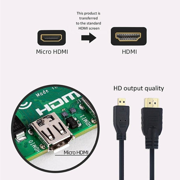 1.5M Micro HDMI to HDMI Cable For HDTV 4K Camera Tablet Carousel 6