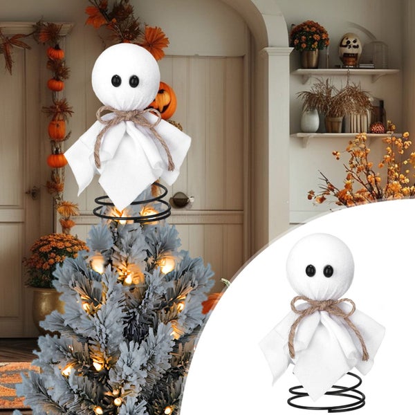 Halloween Tree Topper with Floating Ghost Ornament,Mini Size 5.5 Inches,Met Carousel 1
