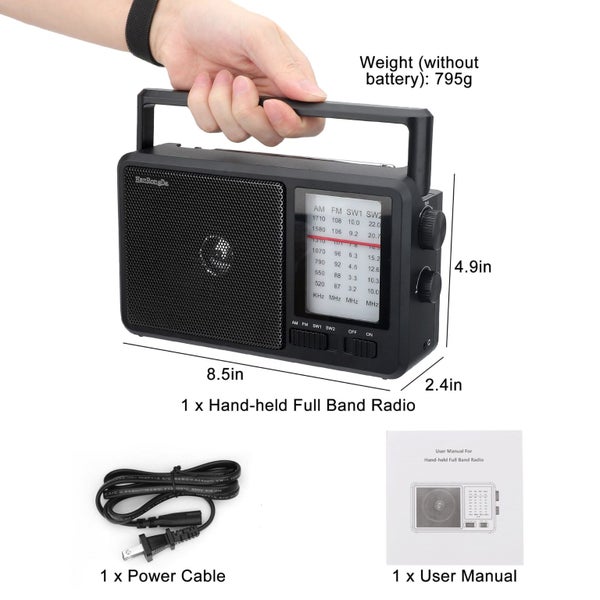 AM FM SW Radio Portable, Shortwave Radio Battery Powered/Plug in Wall for H Carousel 7