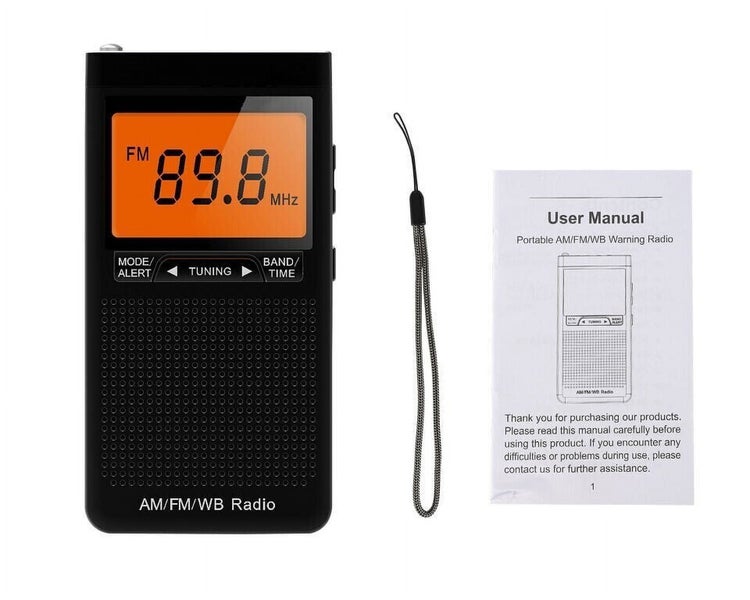 Emergency Pocket AM FM NOAA Weather Radio Compact Portable Auto-Search Walk Carousel 1