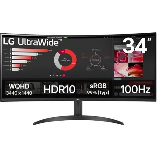 LG 34WR50QK 34" WQHD Curved Ultrawide Monitor 3440x1440 - DisplayPort - 2x HDMI Carousel 1