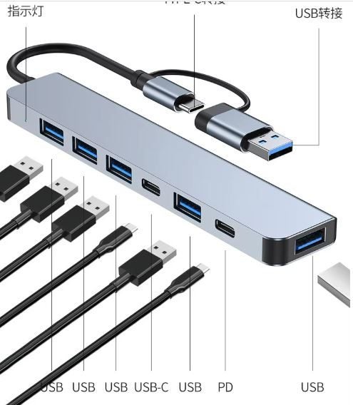 USB C Hub 7 In 1 Data transfer PD USB 3.0 Adapter data Hub Computer Laptop Carousel 1
