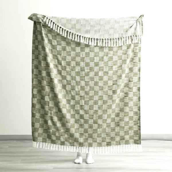 Nevis Checkered Stone Washed Yarn-Dyed Throw by Renee Taylor - 130 x 170cm Carousel 1