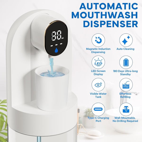 Automatic Mouthwash Dispenser for Bathroom, 21.12 oz(600 ml) Touchless Smar Carousel 2