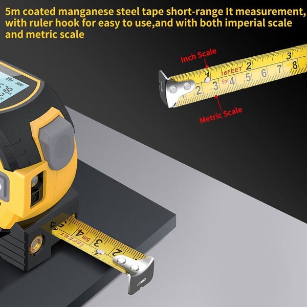 3 in 1 Digital Laser measure 40m/131Ft Autolock Measuring Tape Top LCD Disp Carousel 11