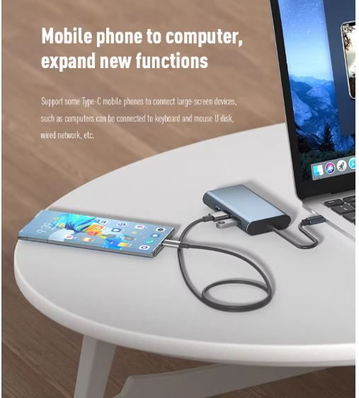 USB Hub Docking Station 8 in 1 Type-C 2*HDMI+VGA Ethernet PD 100W USB3.0 2.0 4K Carousel 2