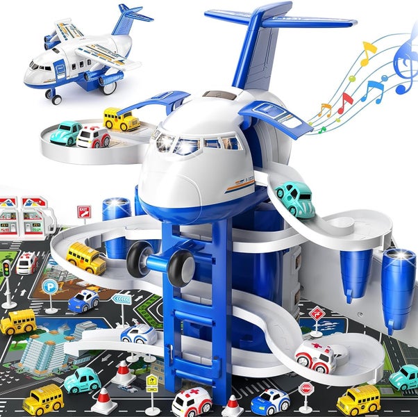 Transport Plane Adventure Car Toys for Toddler Age 2-6 with 8 City Cars - K Carousel 2