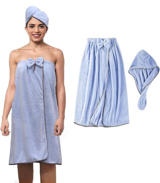 Bath Towel Robe Hair Wrap Turban Combo i2559LB0 Carousel 1