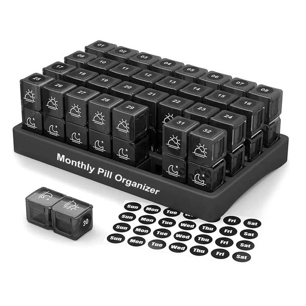 1 Piece One Month Pills Organizer 2 Times A Day Monthly Am / Pm Box For Vitam... Carousel 2