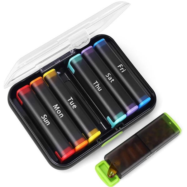 Weekly Pill Organizer 2 Times A Day Compact Am Pm Pill Box Large Pill Contain... Carousel 2